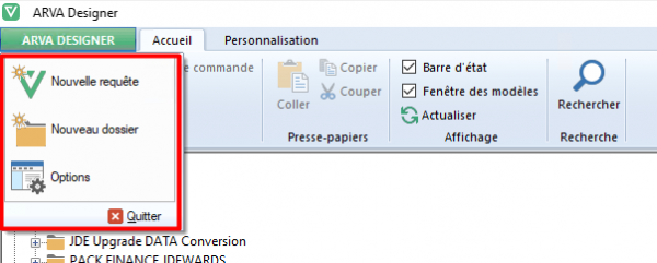 D Menus Arva Reporting designer